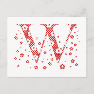 Flower Pattern Letter W(red) Postcard