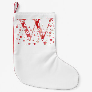 Flower Pattern Letter W(red) Small Christmas Stocking
