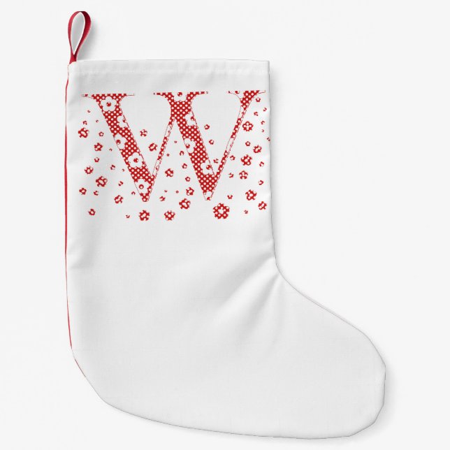 Flower Pattern Letter W(red) Small Christmas Stocking (Front)