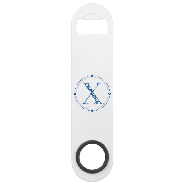 Flower Pattern Letter X(blue) Speed Bottle Opener (Front)