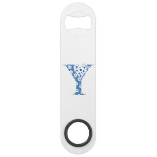 Flower Pattern Letter Y(blue) Speed Bottle Opener