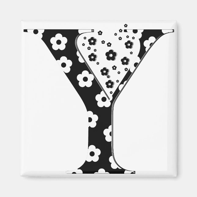 Flower Pattern Letter Y Magnet (Front)