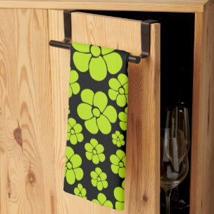 Flower Pattern - Lime Green Kitchen Towel