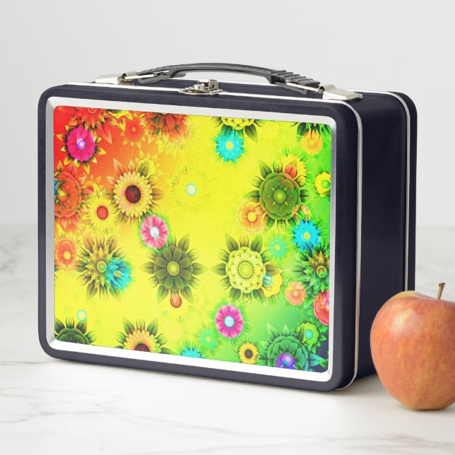 Flower Pattern Metal Lunch Box (In Situ)