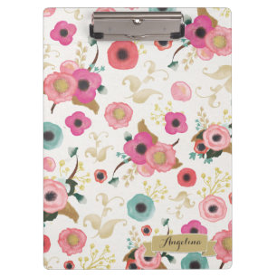 Flower Pattern Modern Personalized Clip board