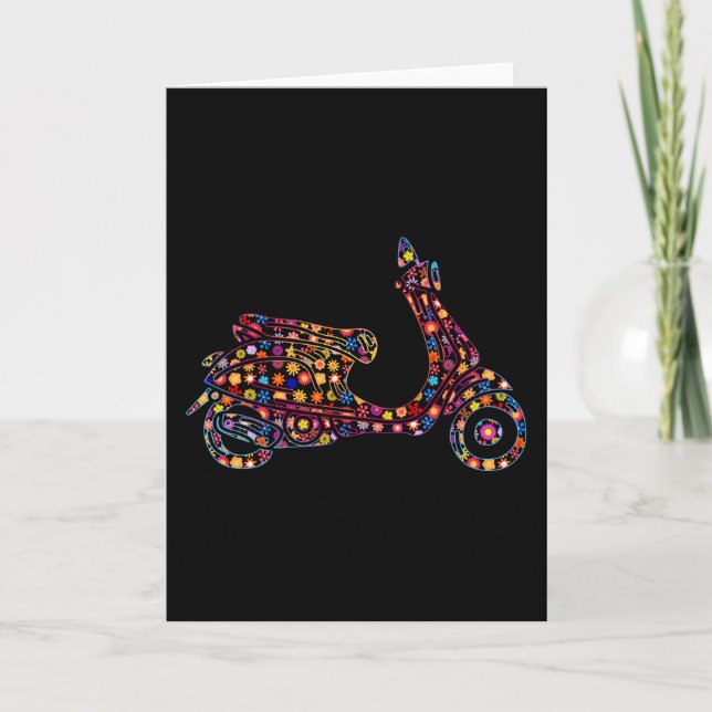 Flower Pattern Motor-Scooter Motorcycle Card (Front)