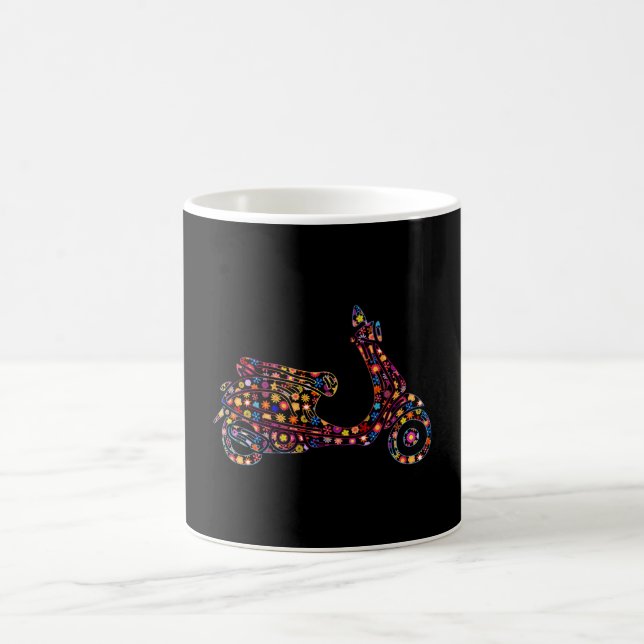Flower Pattern Motor-Scooter Motorcycle Coffee Mug (Center)