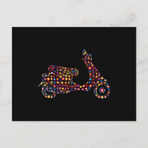 Flower Pattern Motor-Scooter Motorcycle Postcard