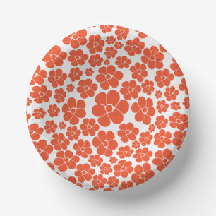 Flower Pattern - Orange and White Paper Plate