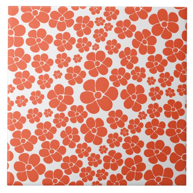 Flower Pattern - Orange and White Tile (Front)