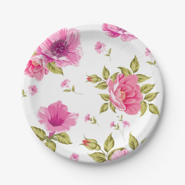 Flower pattern paper plate (Front)