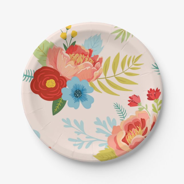 Flower pattern paper plate (Front)