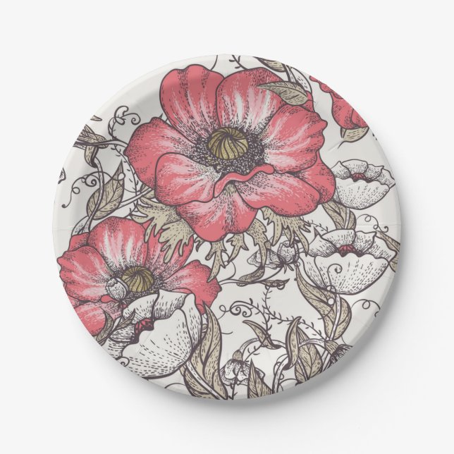Flower pattern paper plate (Front)