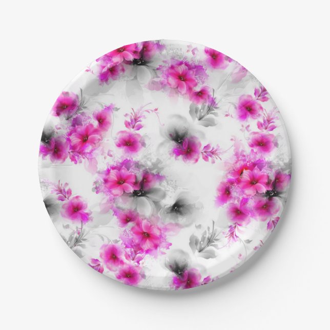 Flower pattern paper plate (Front)