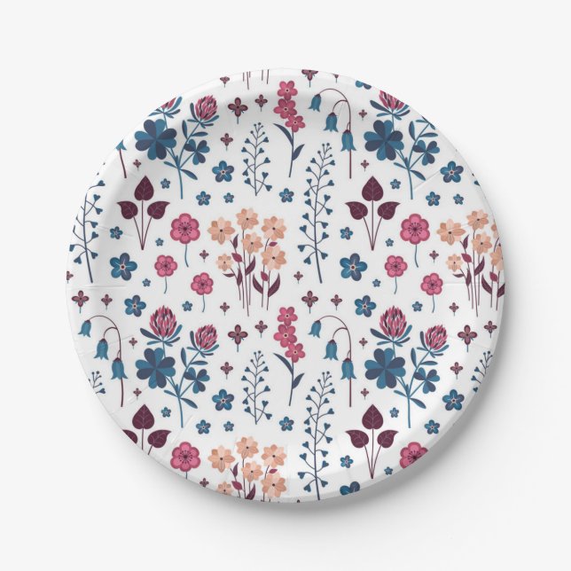 Flower pattern paper plate (Front)