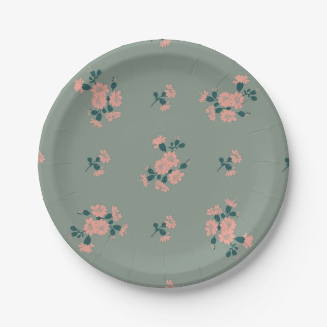 Flower pattern paper plate (Front)