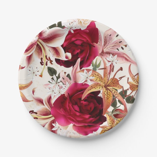 Flower pattern paper plate (Front)