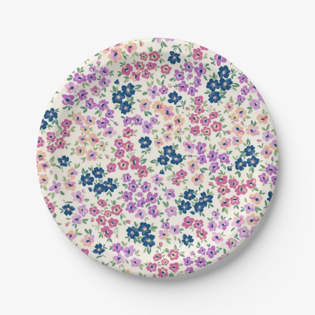 Flower pattern paper plate (Front)