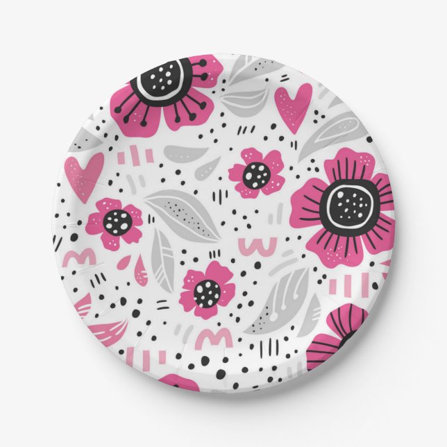 Flower pattern paper plate (Front)