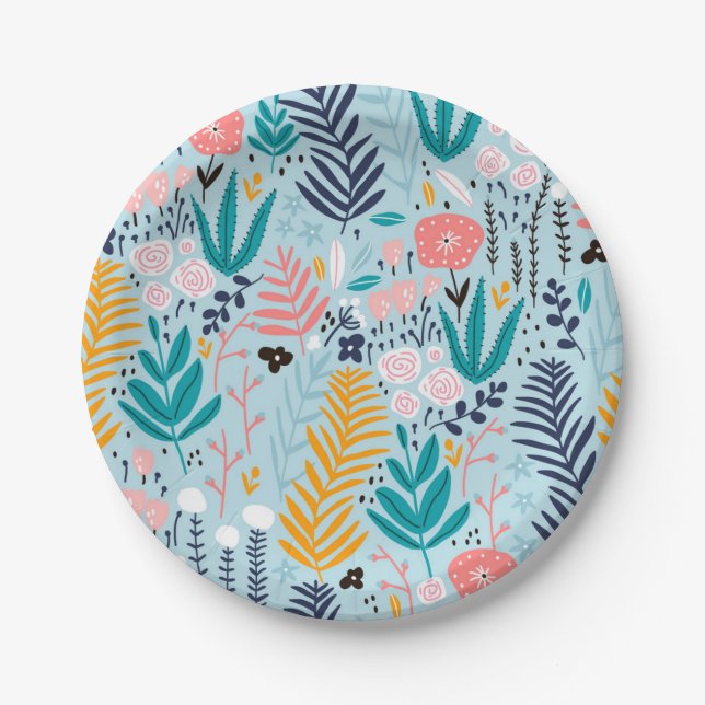 Flower pattern paper plate (Front)