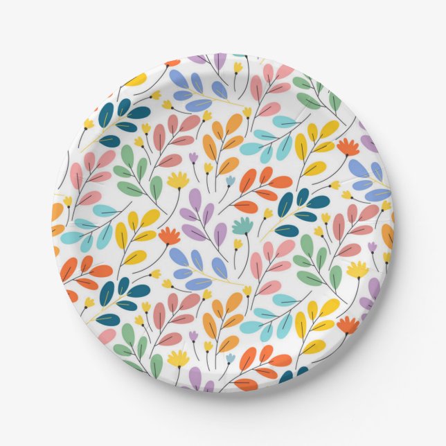 Flower pattern paper plate (Front)