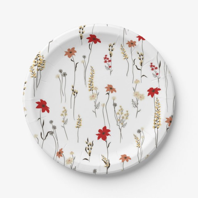 Flower pattern paper plate (Front)