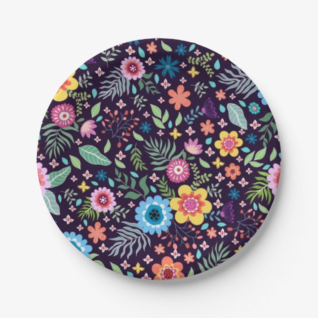 Flower pattern paper plate (Front)