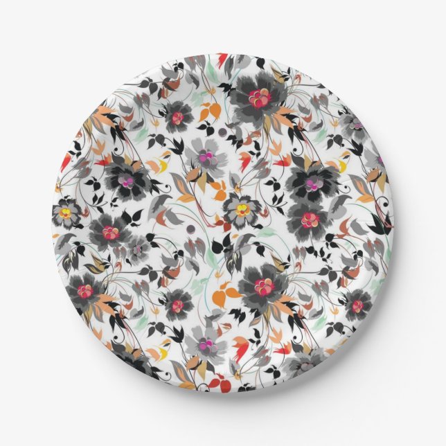 Flower pattern paper plate (Front)