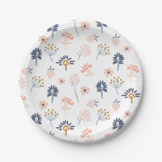 Flower pattern paper plate (Front)