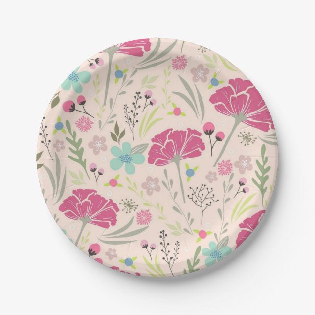 Flower pattern paper plate (Front)
