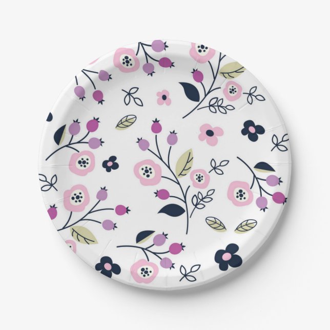 Flower pattern paper plate (Front)