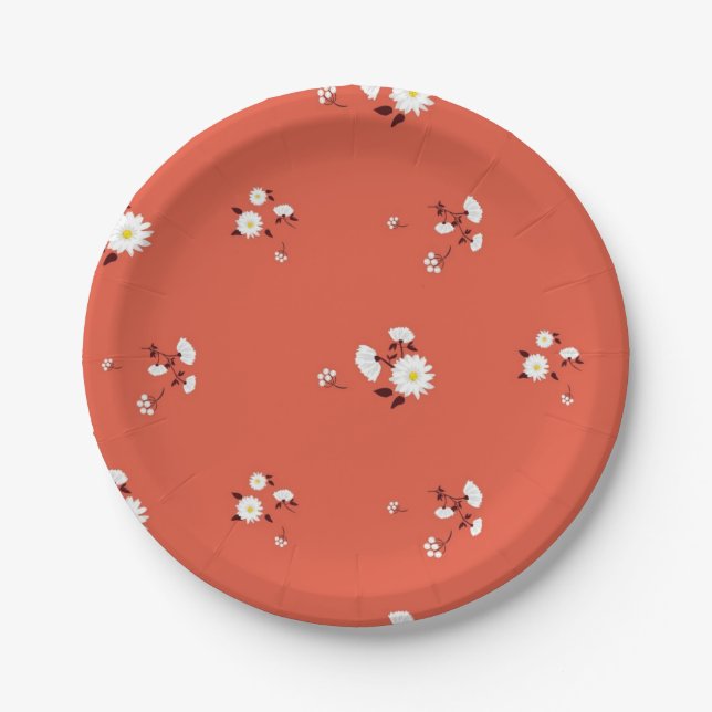 Flower pattern paper plate (Front)