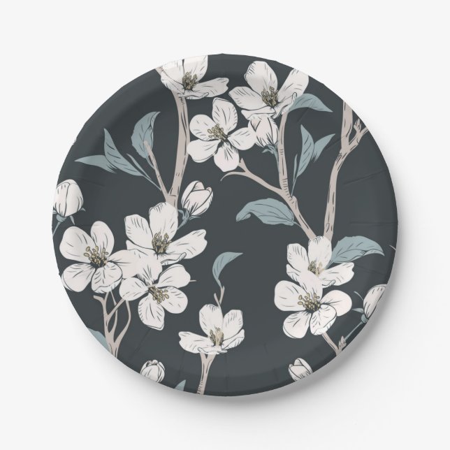 Flower pattern paper plate (Front)
