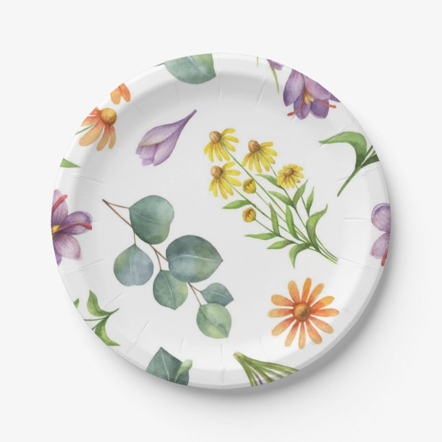 Flower pattern paper plate (Front)