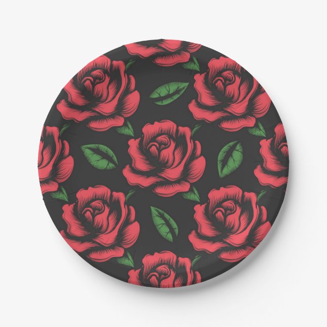 Flower pattern paper plate (Front)