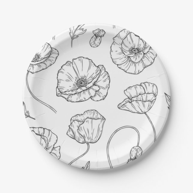 Flower pattern paper plate (Front)