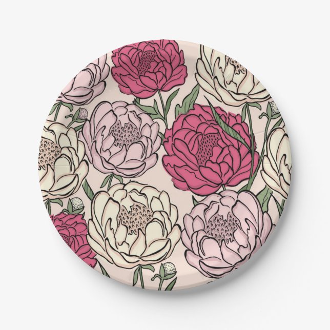 Flower pattern paper plate (Front)