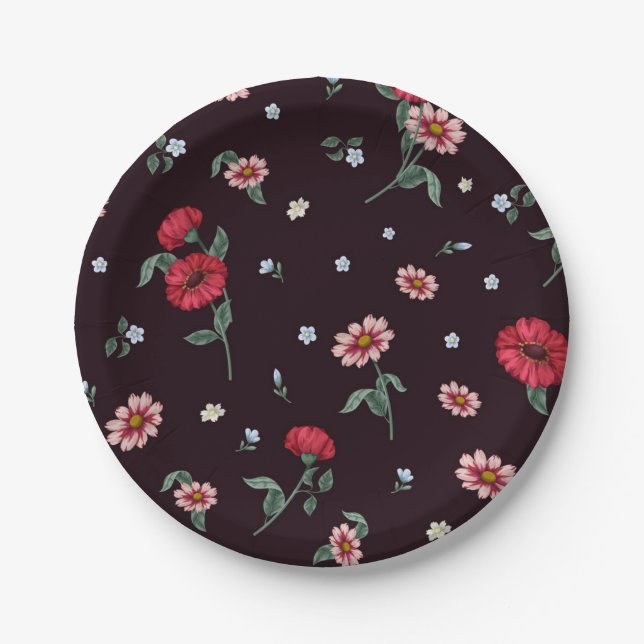 Flower pattern paper plate (Front)