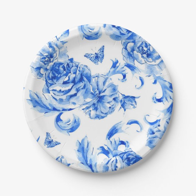 Flower pattern paper plate (Front)