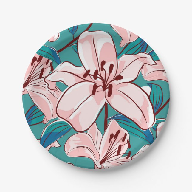 Flower pattern paper plate (Front)