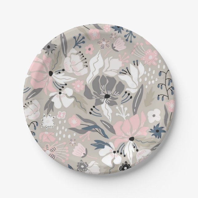 Flower pattern paper plate (Front)