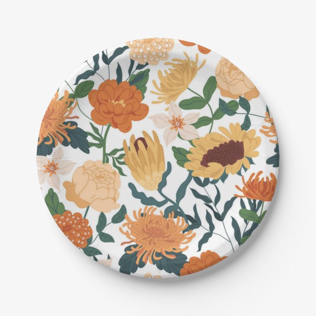 Flower pattern paper plate (Front)