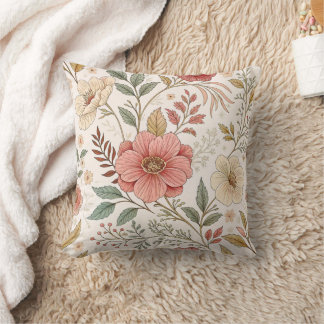 Flower Pattern Pastel Colour Throw Pillow
