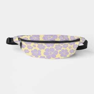 Flower Pattern - Pastel Yellow and Purple  Fanny Pack