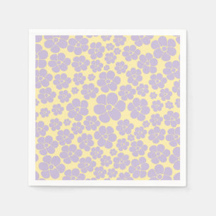 Flower Pattern - Pastel Yellow and Purple Napkin
