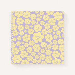 Flower Pattern - Pastel Yellow and Purple Notebook