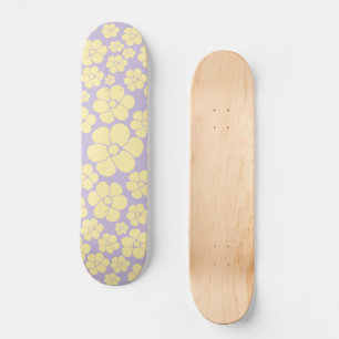 Flower Pattern - Pastel Yellow and Purple Skateboard