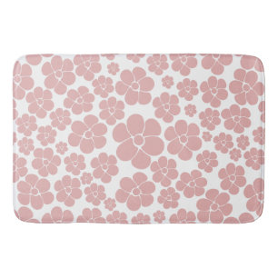 Flower Pattern - Pink and White Bath Mat