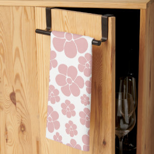 Flower Pattern - Pink and White Kitchen Towel