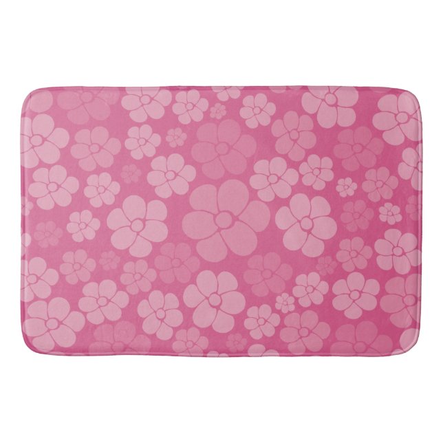 Flower Pattern - Pink Bath Mat (Front)